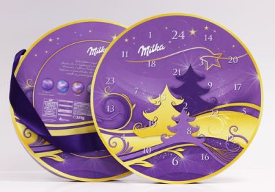 Calendario dell'avvento Scatola rotonda con nastrino